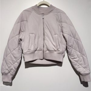 Abercrombie & Fitch Soft AF Quilted Bomber Jacket Beige Taupe